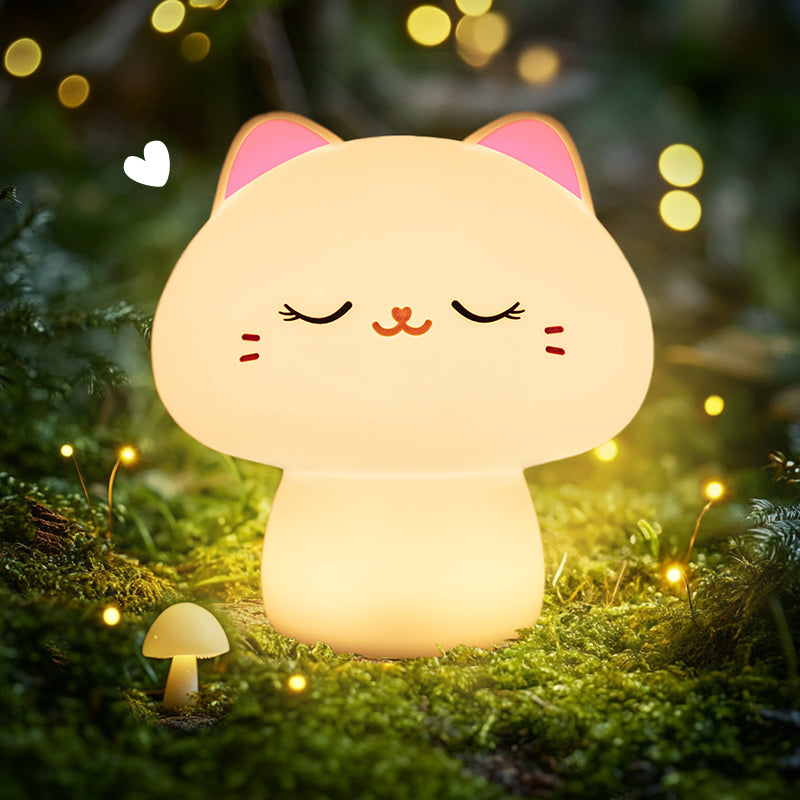 MeWaii® Mushroom Cat Squishy Silicone Night Light - Perfect Gift for Kids and Girls