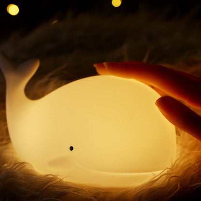 Squishy Silicone Whale LED Night Light - Perfect Gift for Kids and Girls