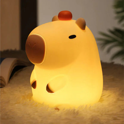 Capybara With Turtle LED Squishy Night Light For Gift USB Rechargeable Capybara Lamp