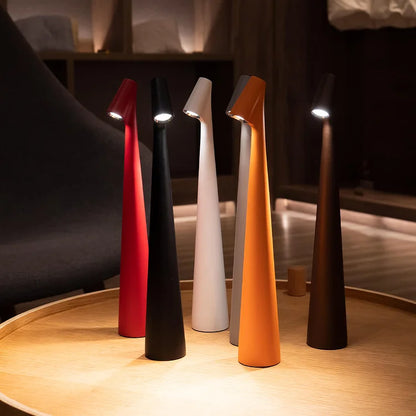 Elegant Slim Conical Stem Table Lamp - Portable & Dimmable LED Sculpting Light