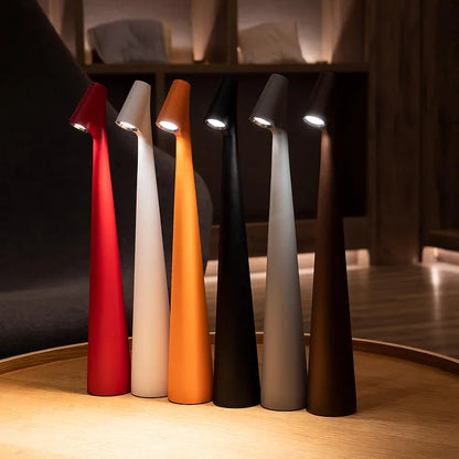 Elegant Slim Conical Stem Table Lamp - Portable & Dimmable LED Sculpting Light