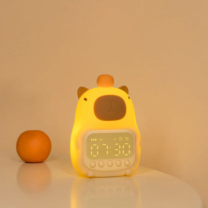 Squishy Silicone Capybara Alarm Clock LED Night Light - Perfect Gift for Kids and Girls