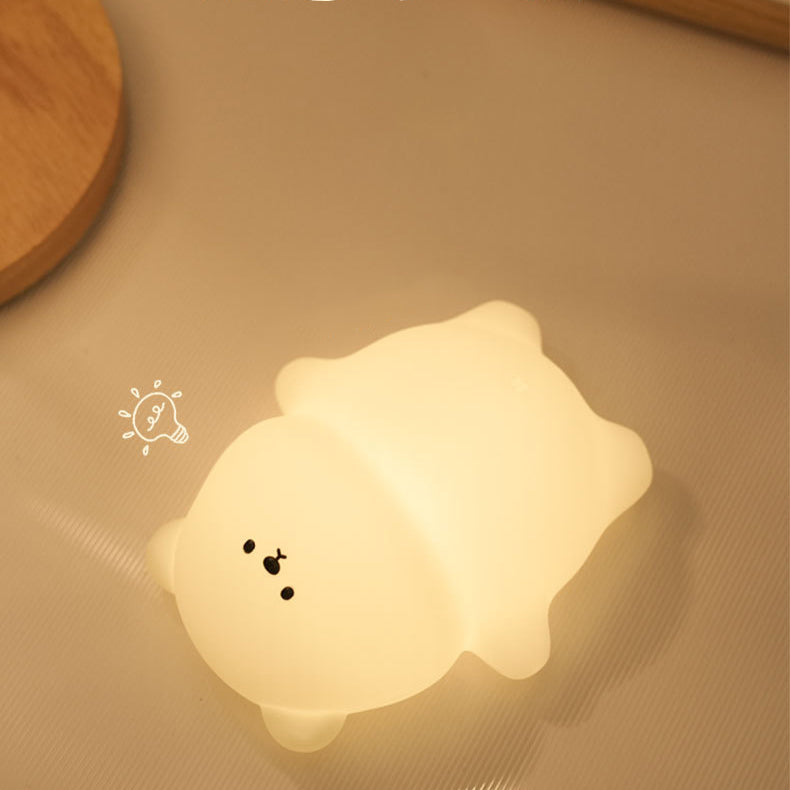 Chubby Bear Night Light 8 colors LED Squishy Silicone Tap Lamp Best Gift for Baby and Girl