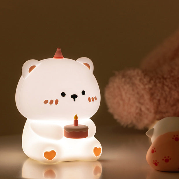 Squishy Silicone Cake Bear LED Night Light - Perfect Gift for Kids and Girls