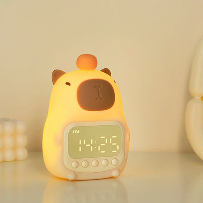 Squishy Silicone Capybara Alarm Clock LED Night Light - Perfect Gift for Kids and Girls