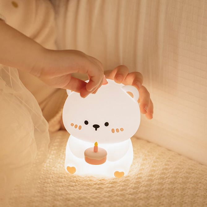 Squishy Silicone Cake Bear LED Night Light - Perfect Gift for Kids and Girls