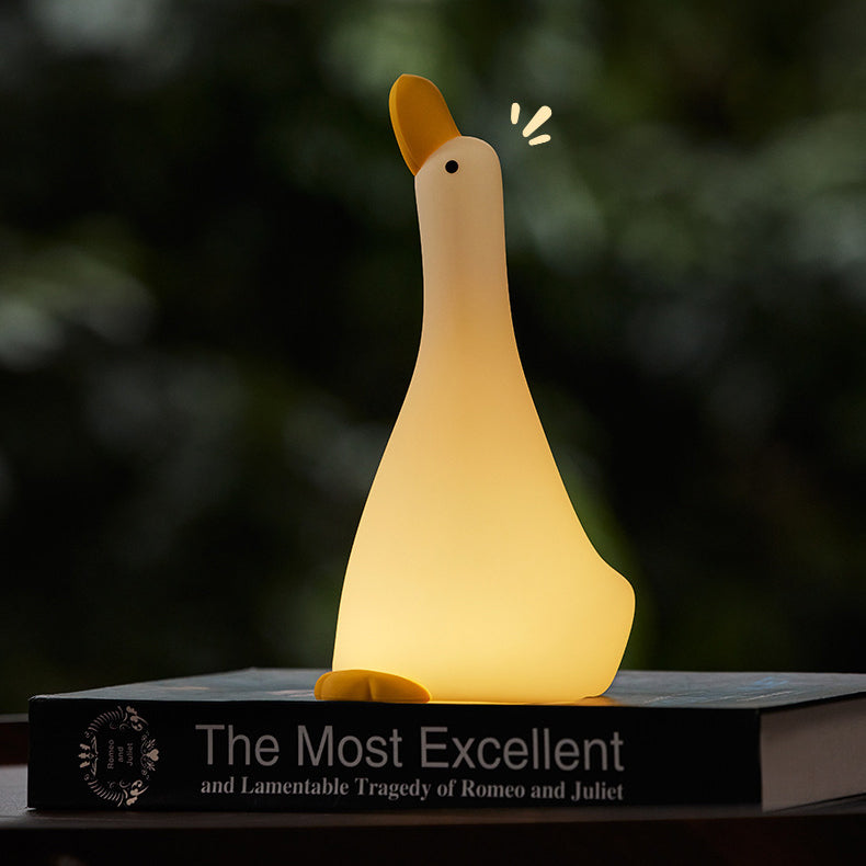 Squishy Silicone Uplooking Duck LED Night Light - Perfect Gift for Kids and Girls