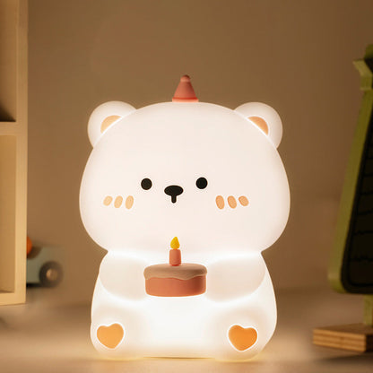 Squishy Silicone Cake Bear LED Night Light - Perfect Gift for Kids and Girls