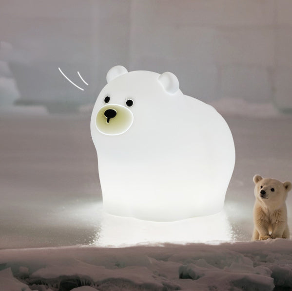 Squishy Silicone Little White Bear LED Night Light - Perfect Gift for Kids and Girls