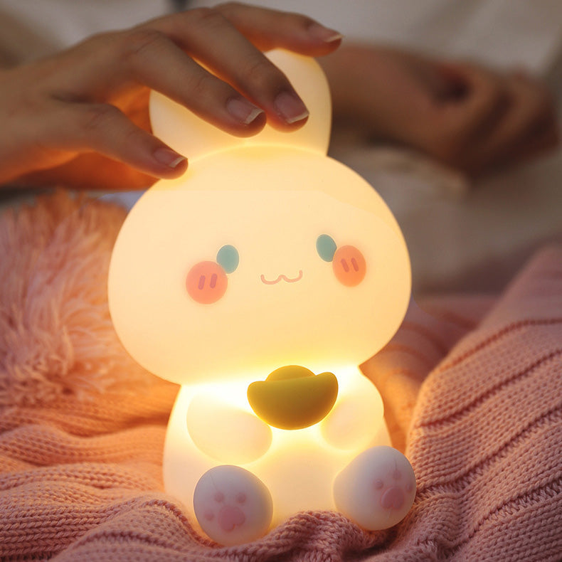 Squishy Silicone Rich Bunny LED Night Light - Perfect Gift for Kids and Girls