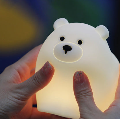 Squishy Silicone Little White Bear LED Night Light - Perfect Gift for Kids and Girls